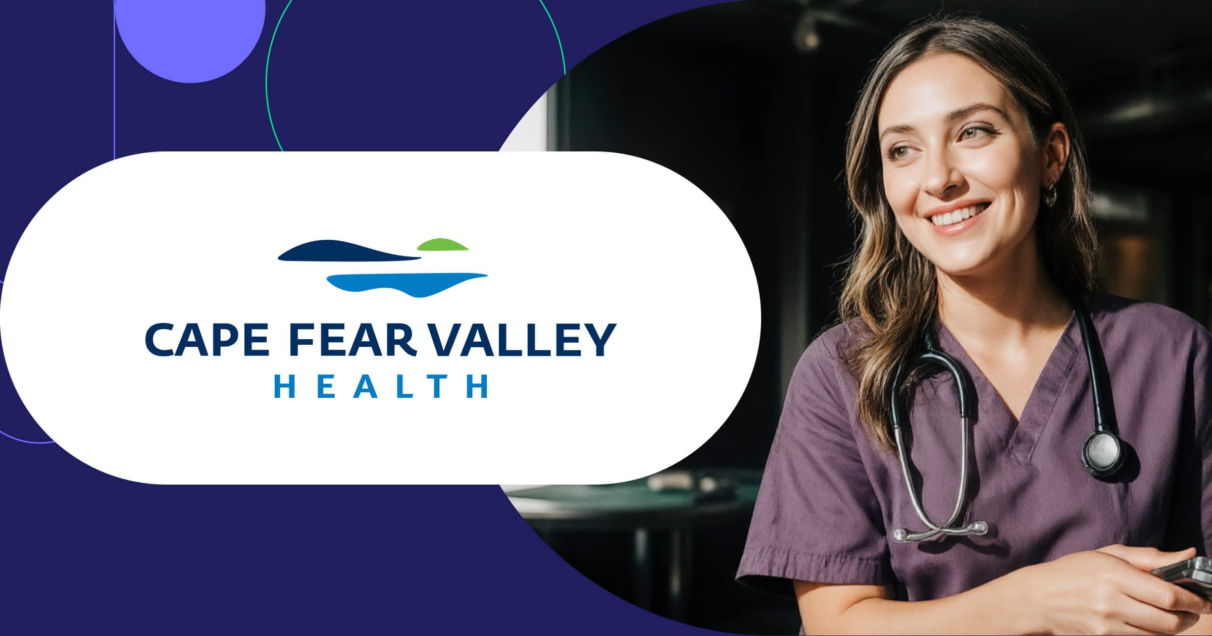 Cape Fear Valley Health logo with compassionate healthcare provider delivering quality medical care and patient services