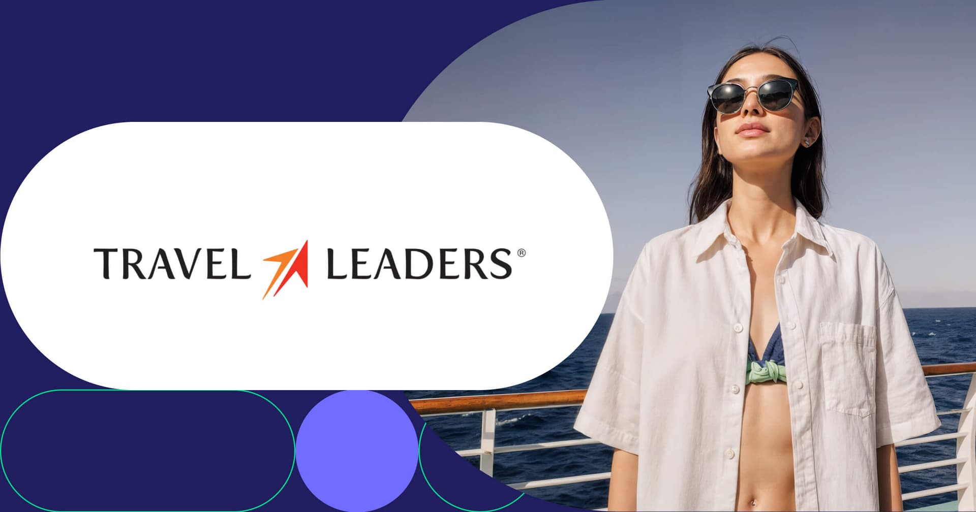 Traveler in sunglasses on a sunny cruise deck