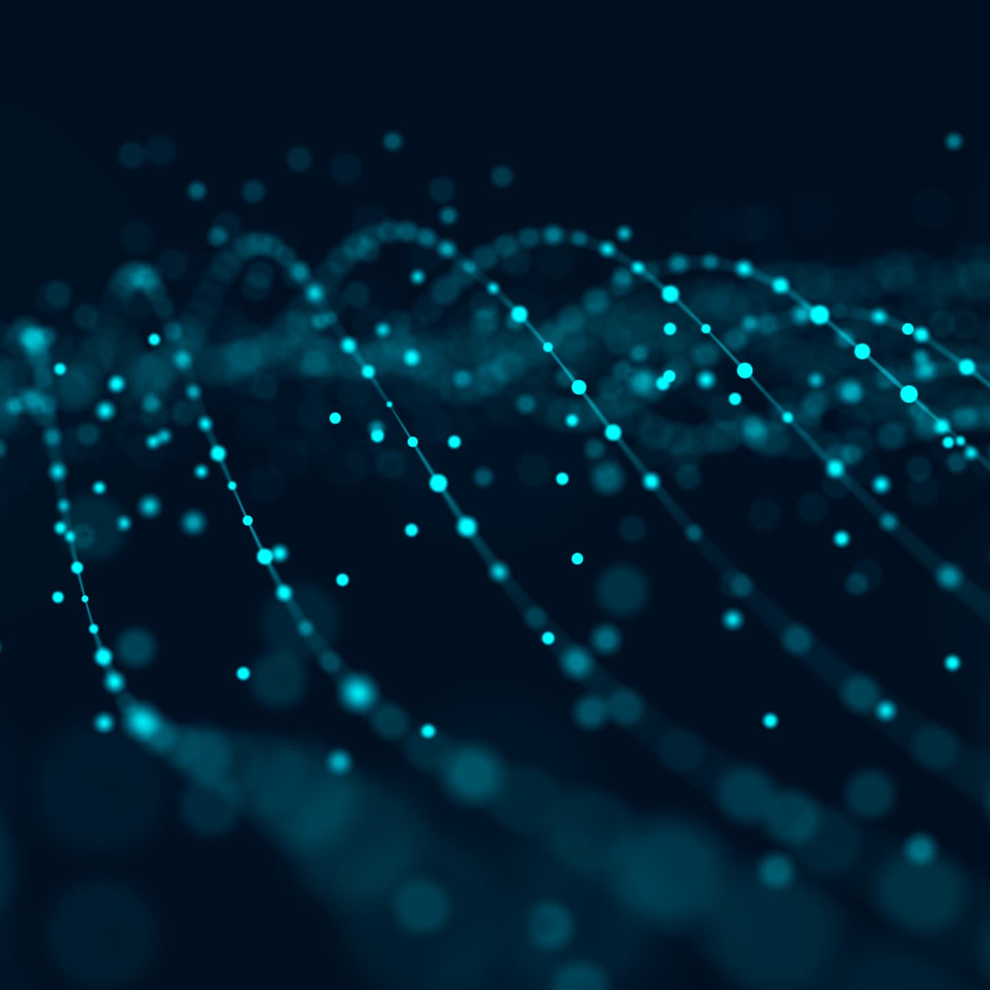 Image of bright blue dots and lines connected against a black background to indicate technology and connectivity.